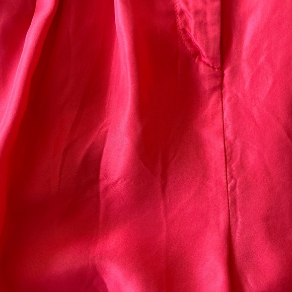 Vintage 80s 90s Silk High Waisted Bright Coral Red Shorts S - Picture 13 of 13